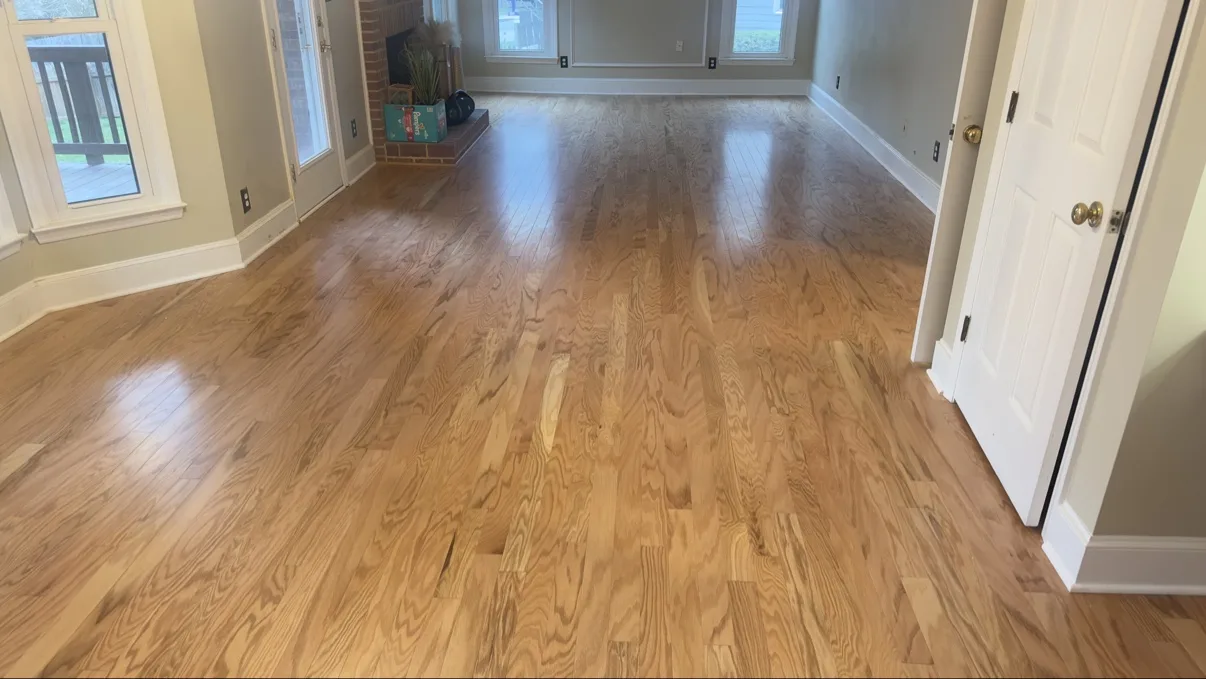 completed engineered hardwood flooring in a Matthews living area
