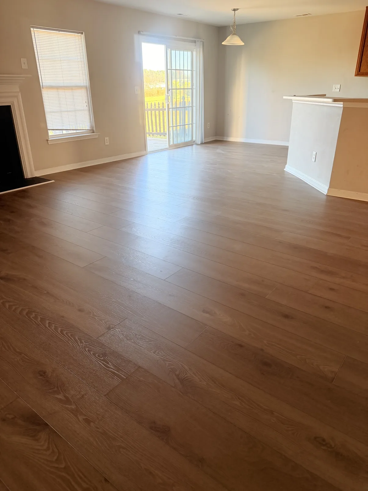 LVP flooring installed in a Charlotte living room